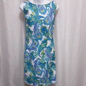 Amanda Lane Blue and Green Paisley Midi Dress